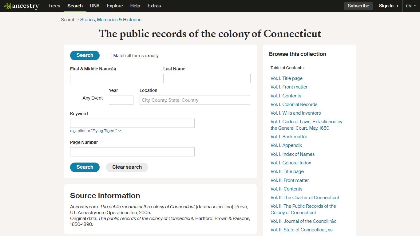 The public records of the colony of Connecticut - Ancestry.com